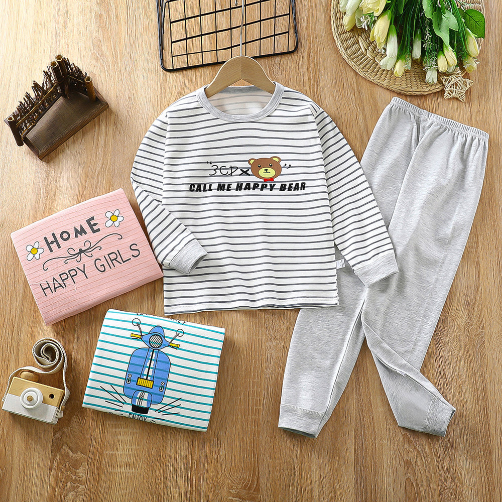 Wholesale new autumn children's home wear: kids' cotton underwear sets, baby thermal underwear, and infant pajamas