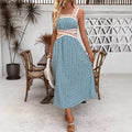 summer new arrival: strapless backless camisole dress, vintage print maxi dress, cross-border e-commerce  style for women