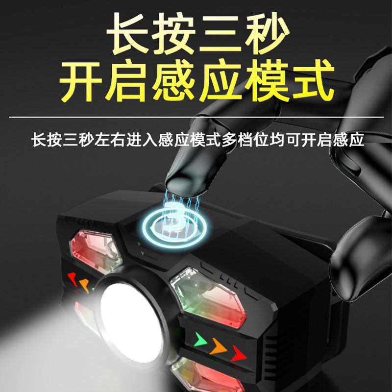 Explosive intelligent induction small headlight, head-mounted flashlight, outdoor portable work light, miner's light, long battery life, fishing light