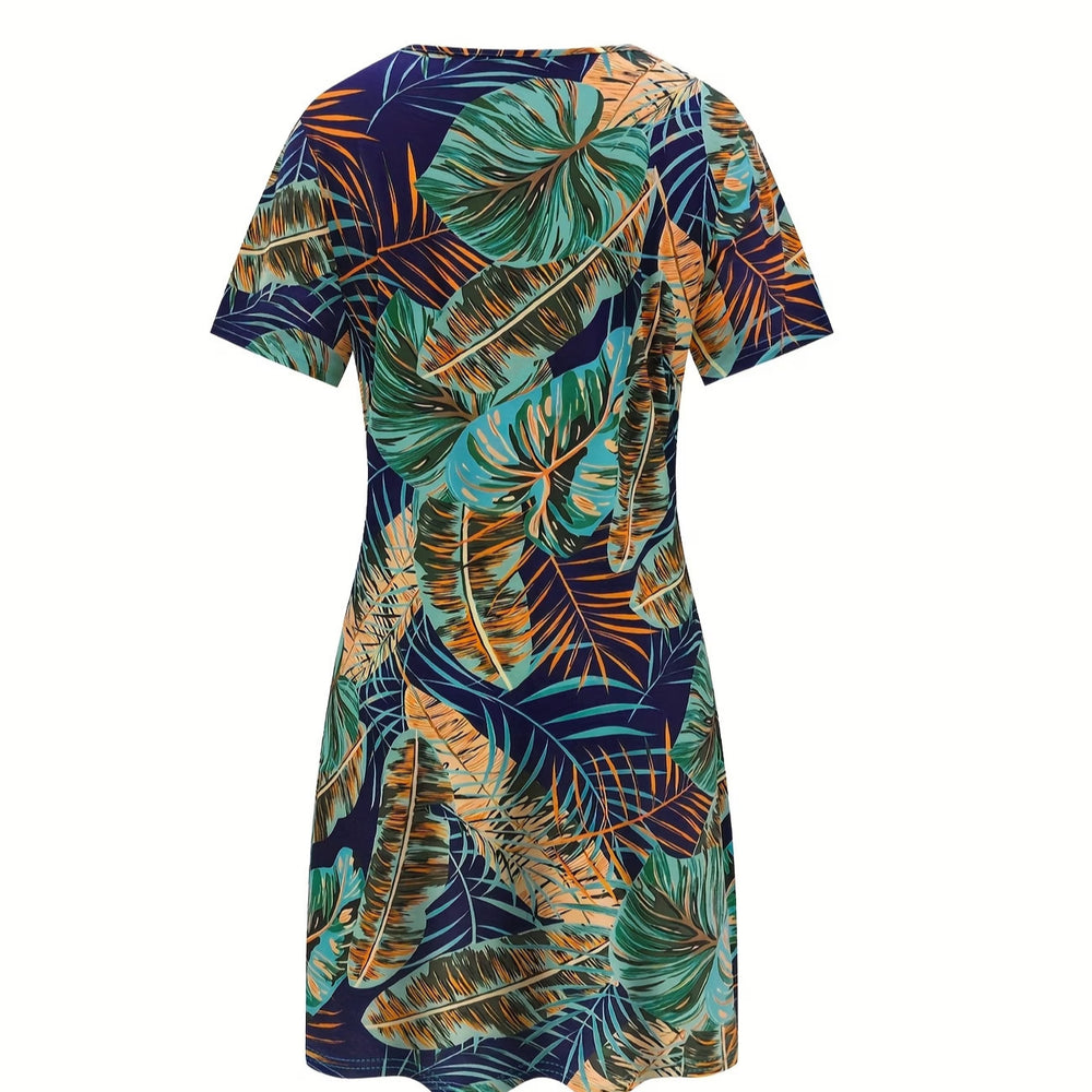 wholesale women's short-sleeved dresses, fashionable women's dresses for spring, summer, and autumn, new cross-border printed designs