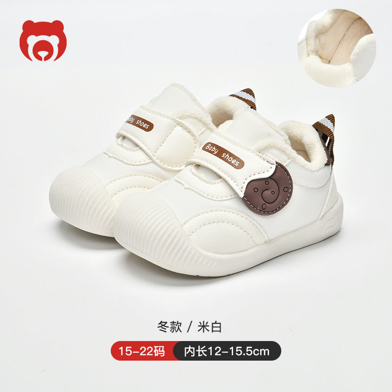 Toddler shoes for baby boys 0-1-3 years old, autumn/winter infant and toddler shoes for baby girls, soft sole non-slip, fleece-lined, extra thick cotton shoes