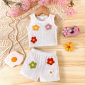 Children's clothing  cross-border girl flower white tops+shortssuitsummer new