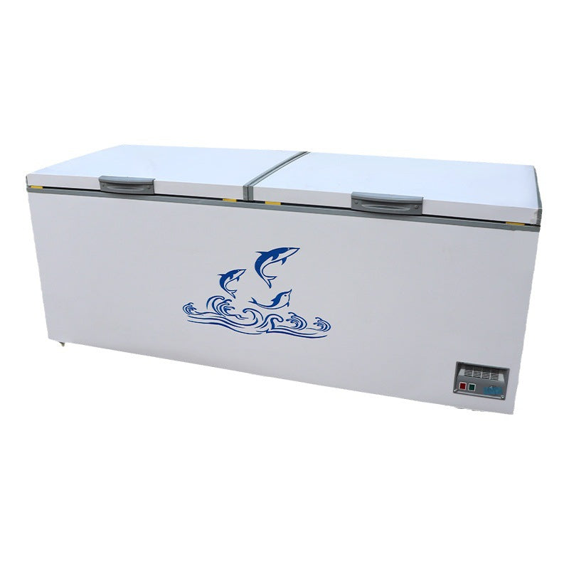 Commercial freezer - large capacity kitchen meat refrigeration & freezing cabinet - home horizontal refrigerator ice cream display freezer