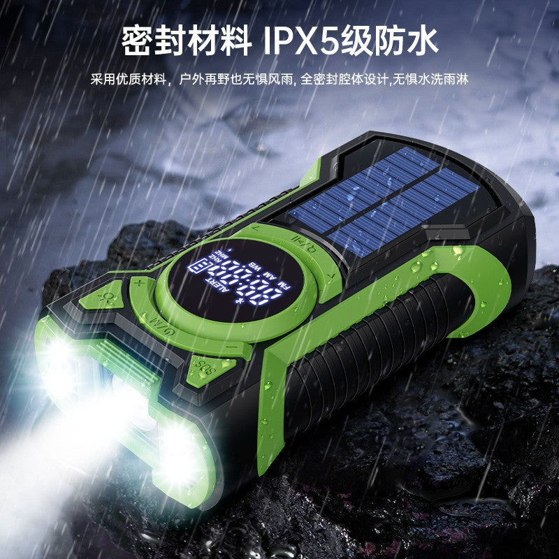 Disaster prevention emergency hand generator multi-function radio flashlight solar power bank (not for domestic use)