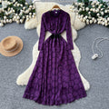 French chic, understated elegance: women's autumn  dress - high-end, slim-fit, figure-flattering, lace maxi dress