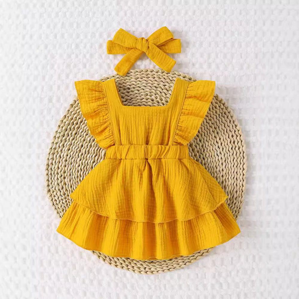children's skirt two-piece headwear dresssuit baby dress dress cotton new arrival dress style vacation fashion