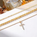 Fashion cross-border hot-selling multi-layered necklace stylish full diamond multi-layered cross pendant necklace clavicle chain