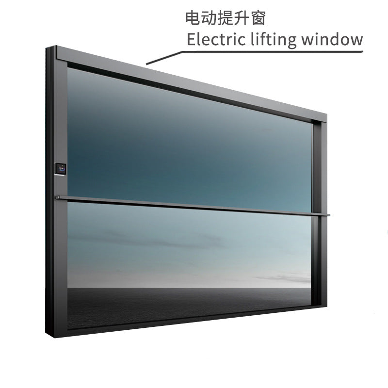 Electric vertical lift window for villa balcony commercial projects - aluminum double-layer insulated remote control lift window