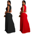 C7062 cross-border   independent station fashionable women's sleeveless deep v slit dress new style