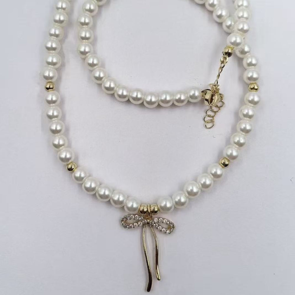 Shijia pearl necklace women's niche styleaccessible luxury design classy fashionelegant clavicle chain necklace sweater chain bead chain