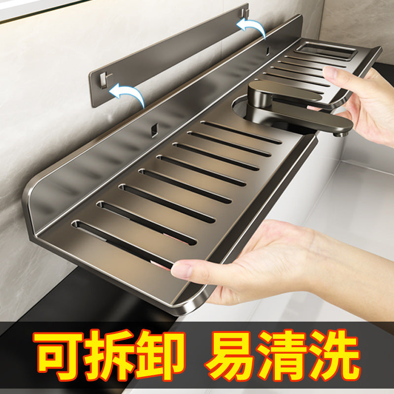 Washstand Shelf Mirror Front Faucet Washstand Washbasin Wall Hanging No Punching Storage Bathroom Toilet