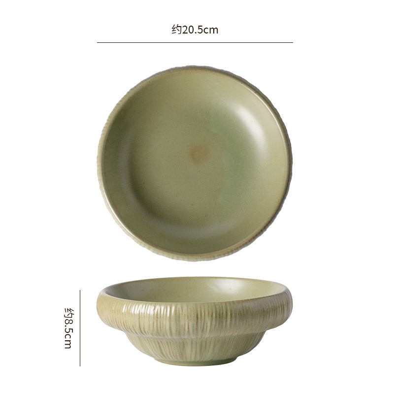 Retro kiln personalized ceramic for home dessert bowl noodle bowl restaurant hotel good-looking cooking bowl stripes ceramic bowl