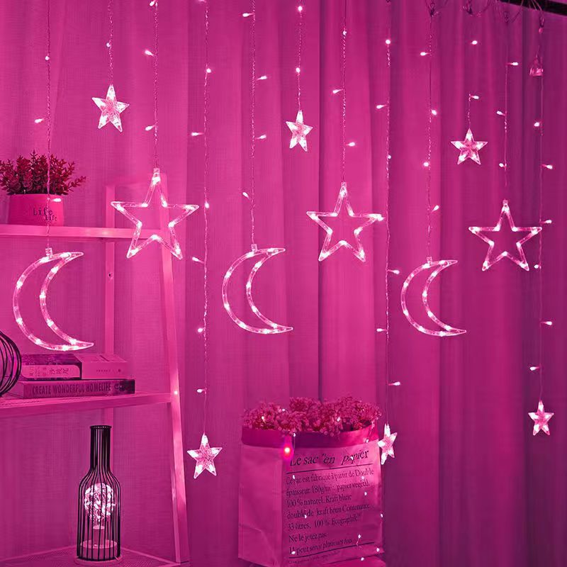Led  star and moon lights flashing lights string lights Gypsy curtains lights birthday room decorative lights star lights