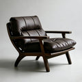 Second-hand style genuine leather chair designer retro house single sofa large flat floor living room balcony casual reading tea chair