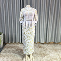 Plus size fashion solid color women's new african hot stamping rhinestone print set cross-border cinched waist dress