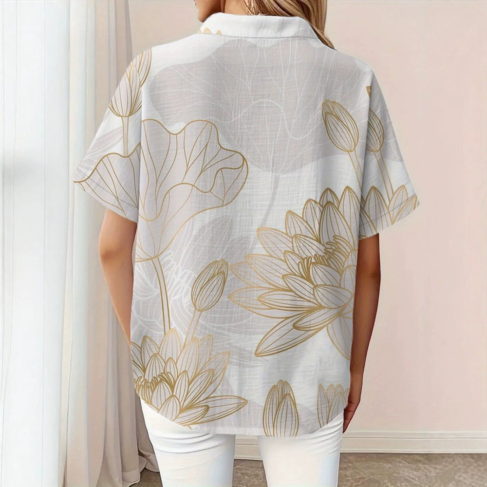 wholesale women's short-sleeved shirts, trendy shirt with hot-selling cross-border print designs, dropshipping available