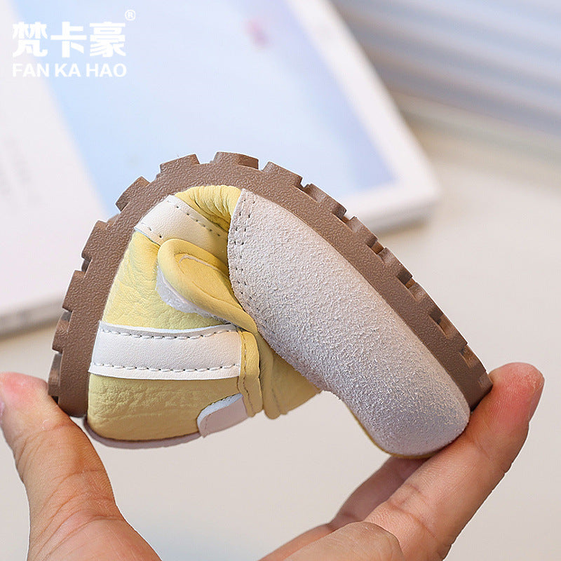 Vancahao girls' mary jane leather shoes, new autumn  korean style, kids' faux split-toe flats, baby shoes