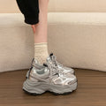 2026 spring/summer new breathable mesh chunky sneakers, niche thick-soled casual shoes, fashionable athletic women's flats, height-increasing women's shoes