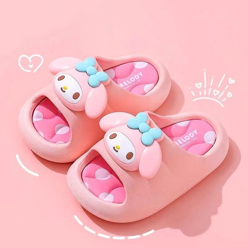 Ready-to-ship summer girls' slippers: bunny cartoon indoor anti-slip bathroom bath cute soft sole kids' slippers