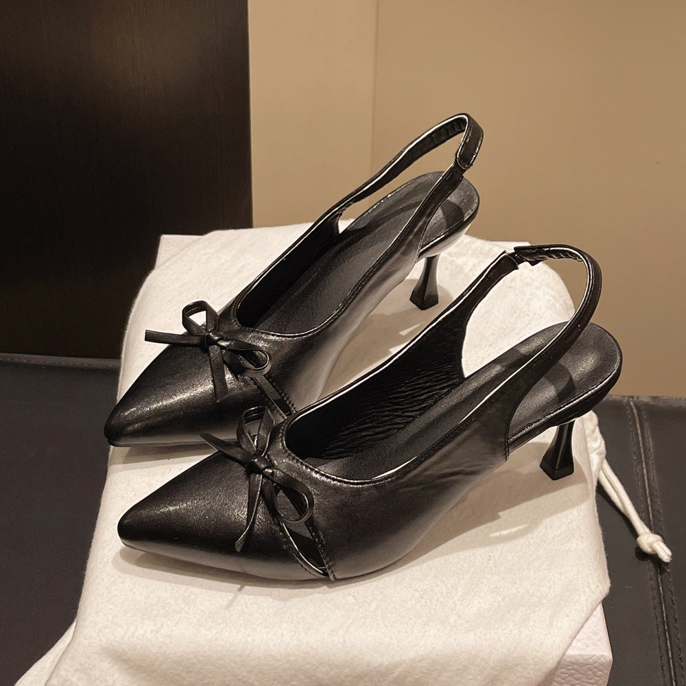 Women's high heels: new french-style bow-tie peep-toe pumps for summer 2026 - pointed-toe stiletto heels, fashionable and versatile sandals