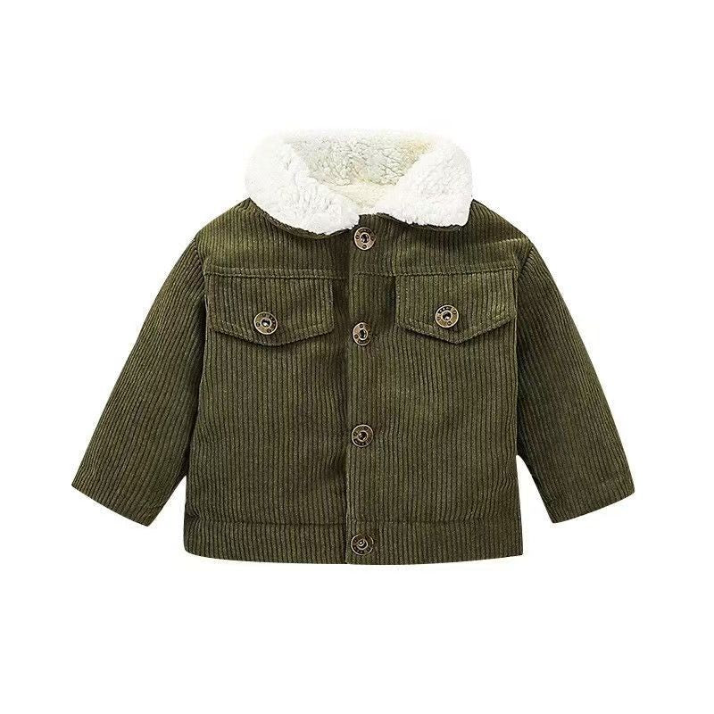 New children's winter coat: korean style, fleece-lined, extra thick lambswool top, baby corduroy outfit