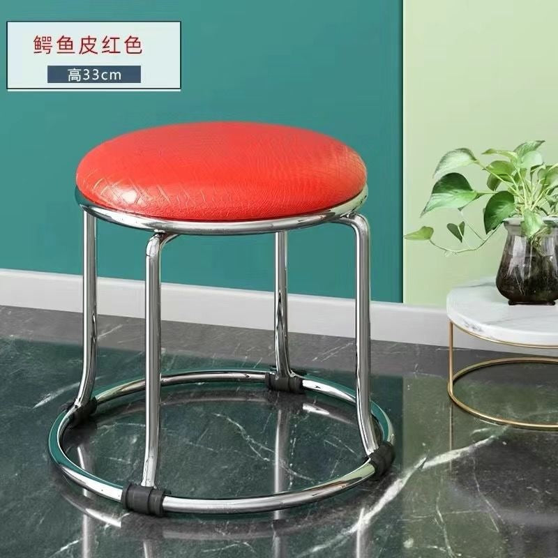 Accessible luxury stoolfor homesoft bag short stool steel bar stool portable practical shoe changing stool coffee table stool carbon steel frame round stool no
