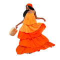 European and american cross-border women's clothing:  summer new sweet & chic vacation style halter neck ruffle trim maxi slip dress