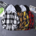 European and american style boys' plaid shirt - fashionable boys' casual warm shirt - korean style plaid hooded jacket shirt