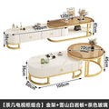 Exquisite gold frame tv stand set in snow mountain white with tea glass combinations