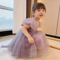 Girls' lace dress summer style cross-border children's puff sleeve tulle wedding dress princess dress dropshipping