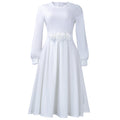 D602 women's foreign trade   autumn/winter new round neck long sleeve 3d floral skirt african dress