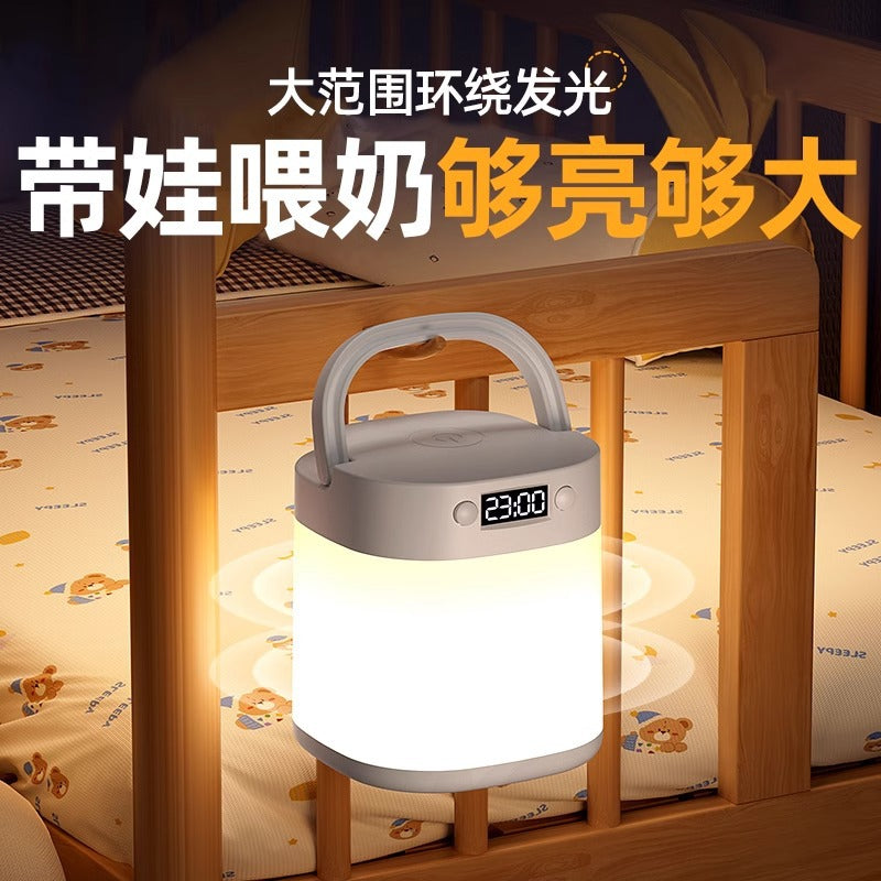 2024 new remote control rechargeable night light clock bedside lamp - soft, eye-caring table lamp for bedroom sleep and baby feeding