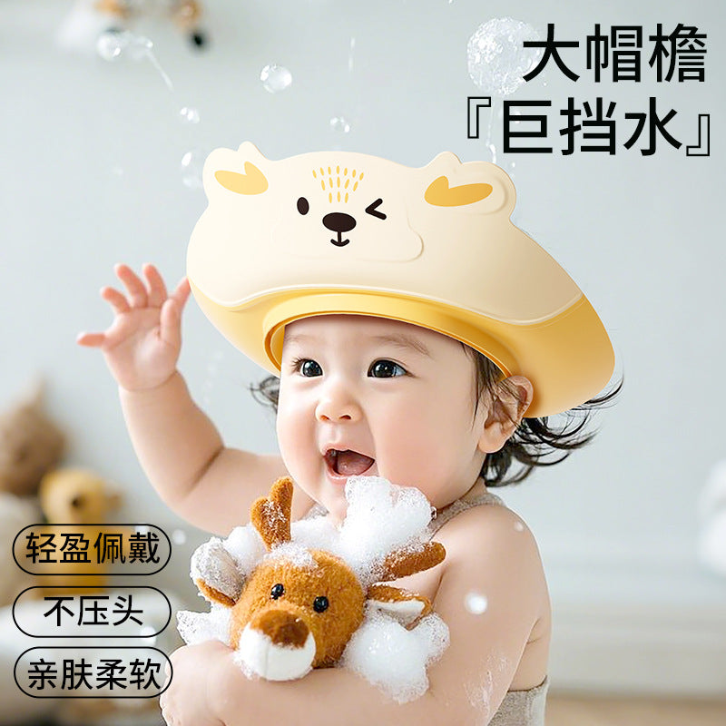 Kids shampoo cap baby cartoon shower cap silicone shower cap waterproof ear protection shower cap shampoo cap ear covering cute
