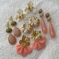 European and american cross-border jewelry: pink sweet earrings, floral teardrop fashion, elegant and fresh, high-end stud earrings for women