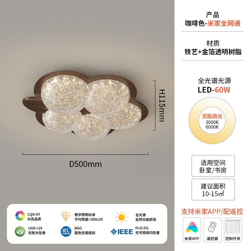 Light luxury flower bedroom light 2024 new post-modern all-copper master bedroom room lighting creative rabbit children's room