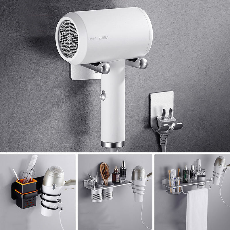 Space aluminum black non-punching bathroom rack wall rack toilet storage toilet hair dryer rack