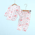Baby pajamas for girls, summer lightweight style, boys' air conditioning suit, pure cotton girls' long-sleeved pajamas, baby spring/summer home air conditioning suit