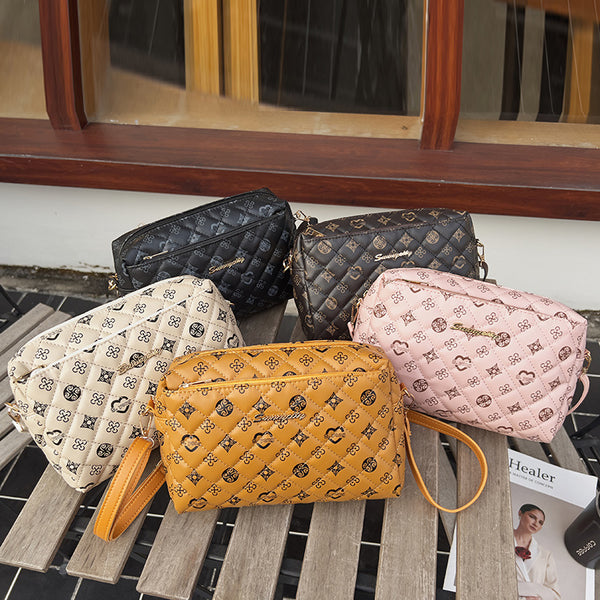 Three-layer camera bag 2024newbag Large capacity convenient cosmetic bag Korean version fashion storage bag Embroidered shoulder bag
