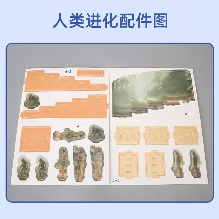 Scientific small production Human evolution display Children's science and education Educational puzzle Assembling toys DIY handmade material bag accessories