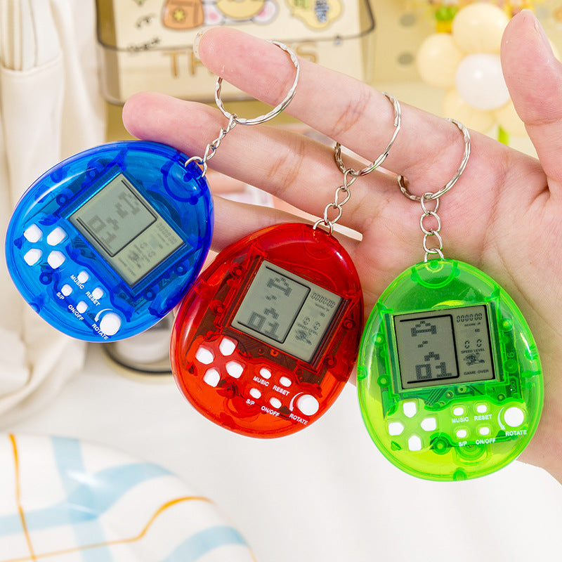 creative round keychain tetris mini game console toy handheld electronic game console charm