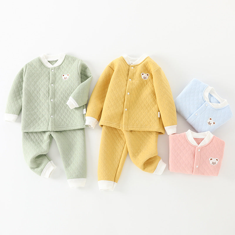 Baby heattechsuitfall and winterpure cotton male baby autumn clothing female baby intimatesspring & fallthickenedcardigan autumn clothes and autumn pants