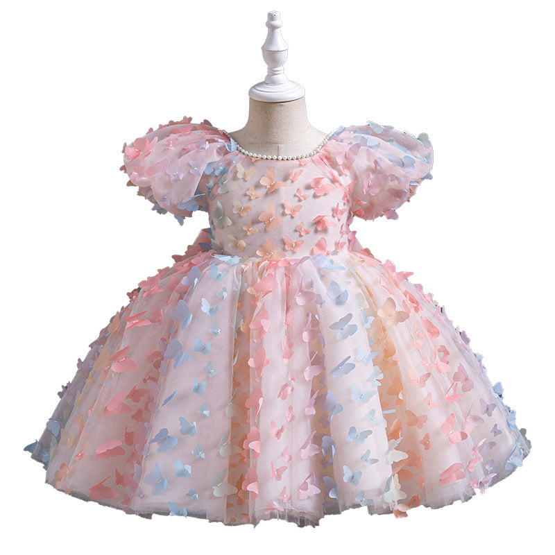 Yimingzhi/yiming zhi girls' wholesale bow tutu dress first birthday princess dress rainbow gown children's clothing