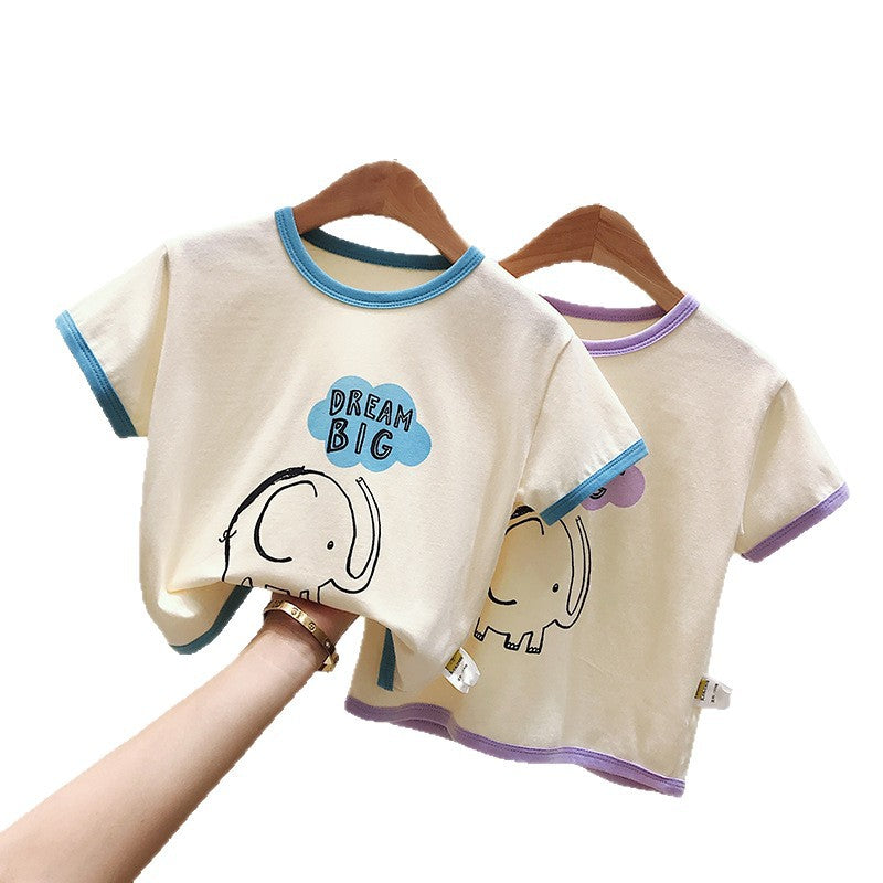 new kids' summer casual t-shirt: stylish, breathable, cartoon design for toddlers and young children - fresh, comfortable, and perfect as a base layer