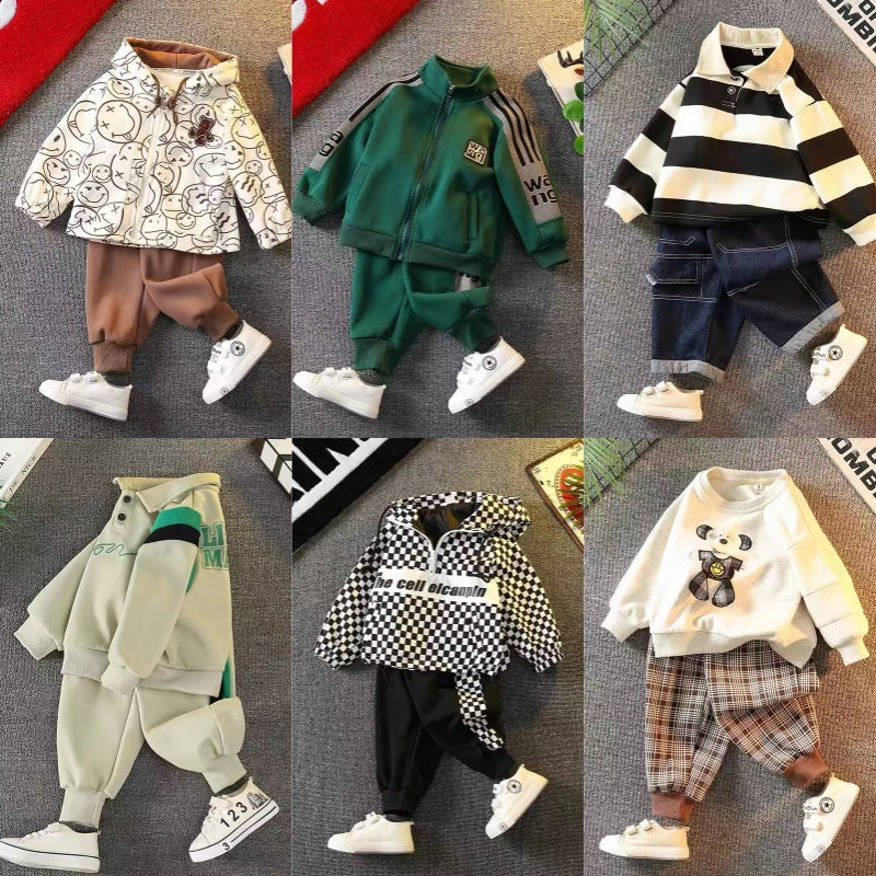 Boys' fall/winter  new collection: stylish and trendy baby outfit, cool spring tracksuit, kids' sporty two-piece set