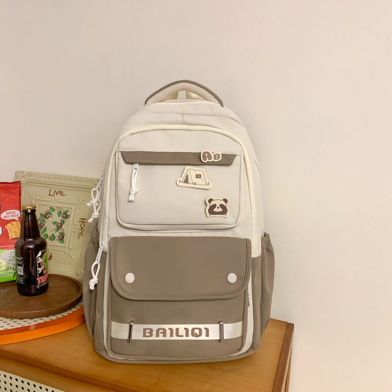 Backpack maillard color classy school bag junior high school student school bag casual travel couple student school bag