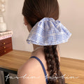 Yellow grids pattern skirt large intestine hair tie korean ins style eleganteasiest for match low ponytail hair rope headband flower hair accessories
