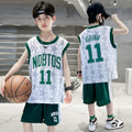 Kids' basketball sleeveless set: boys' summer tank top, competition training team uniform, student sports jersey & shorts - quick dry
