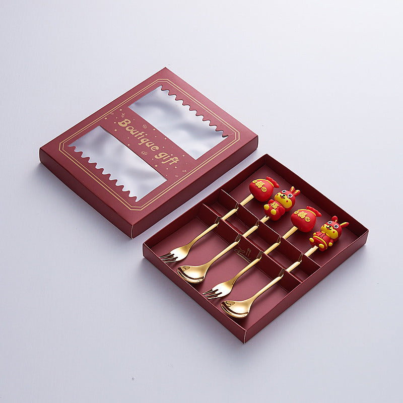 Stainless steel spoon set - cute cartoon santa claus design - creative christmas dessert spoons - wholesale party favors