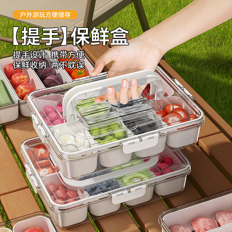 Salad crisper, eight-point grid, spice box, sealed refrigerator, frozen storage box, portable picnic, fruit and vegetables