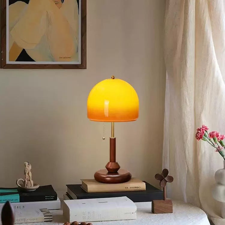 Used table lamp retro bedside lamp walnut color glass decoration warm bedroom classy creative gift table lamp
